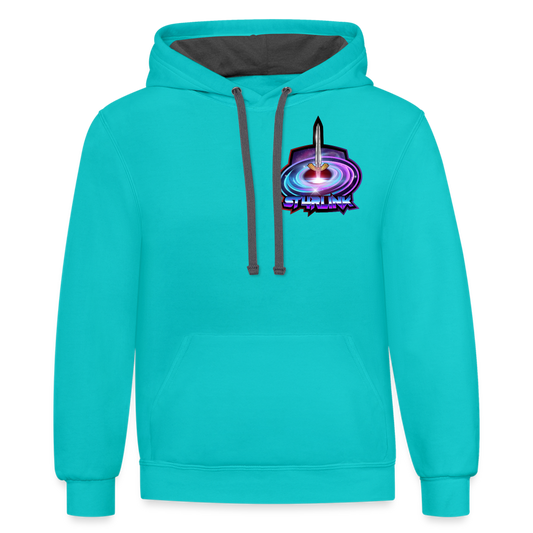 ST4RLINK Unisex Contrast Hoodie Small Logo - scuba blue/asphalt