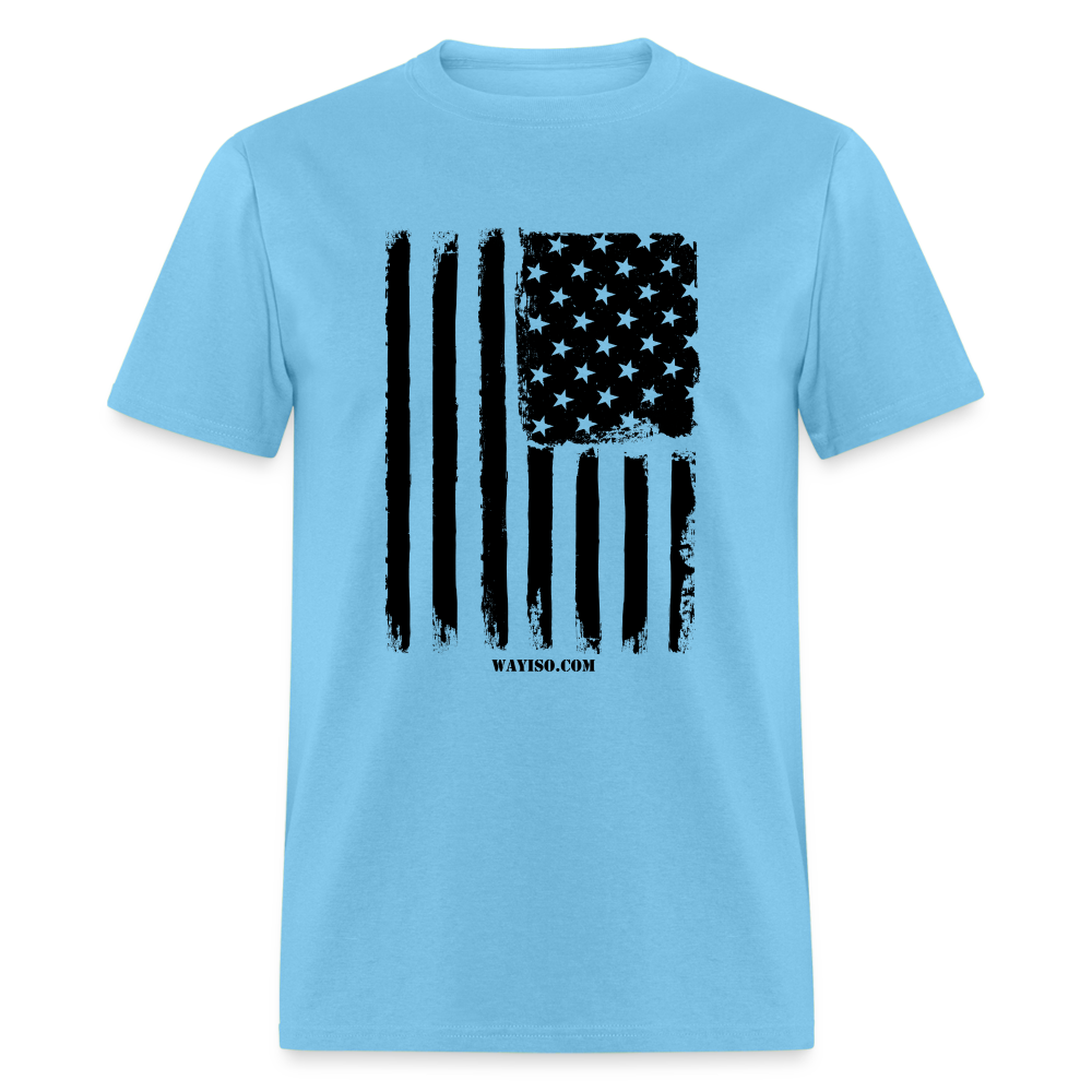 US FLAG - BLACK - aquatic blue